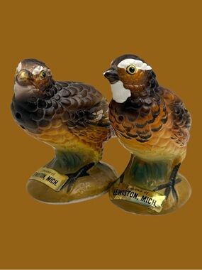 Vintage Salt & Pepper Shakers Souvenir Lewiston Michigan Quails Pair of Birds